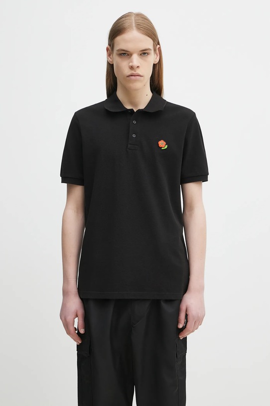 Kenzo cotton polo shirt Pop applique black FF55PO5424PU.99J