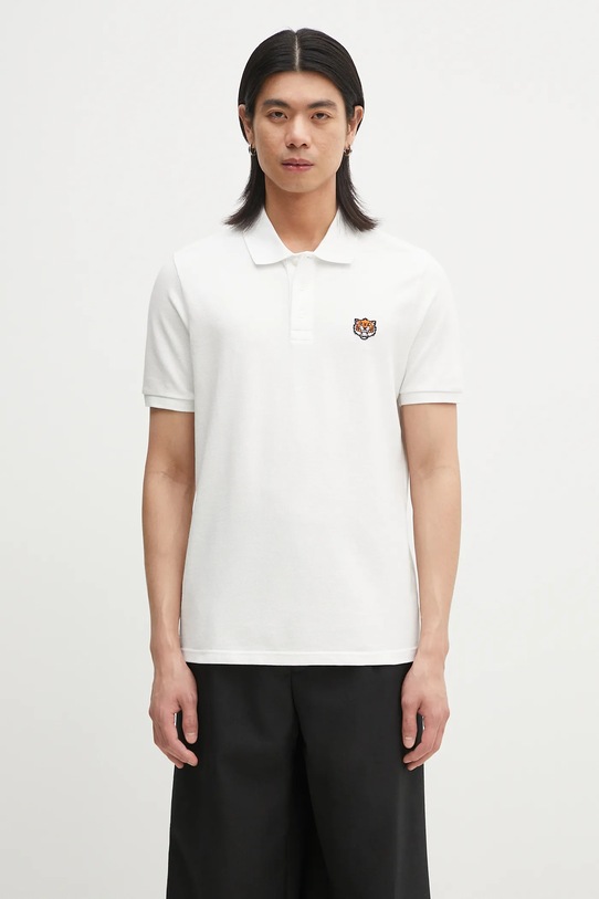 Kenzo polo bawełniane Happy Tiger bawełna biały FF55PO5434PU.02
