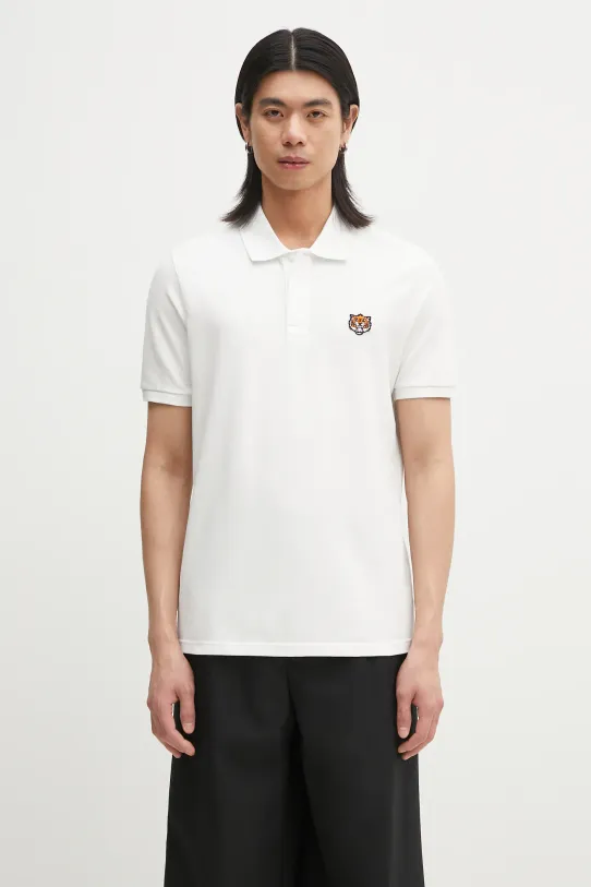 Kenzo cotton polo shirt Happy Tiger cotton white FF55PO5434PU.02
