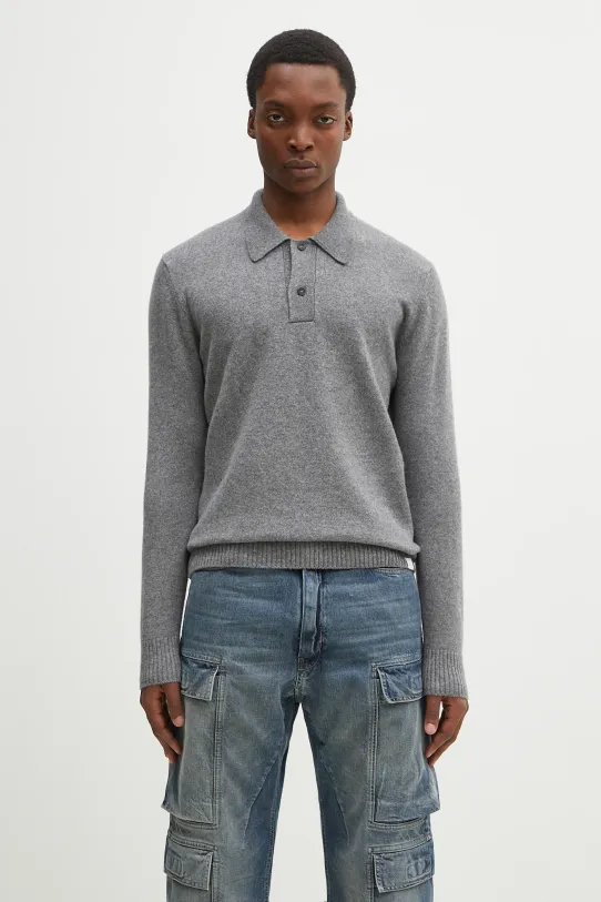 Norse Projects sweter wełniany Norse Standard Merino Lambswool Polo wełna szary N45.0621.1500
