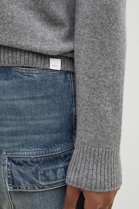 Norse Projects sweter wełniany Norse Standard Merino Lambswool Polo szary N45.0621.1500