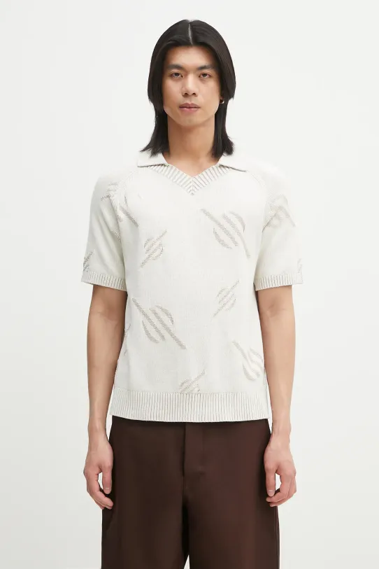 Bavlnené polo tričko Daily Paper Monogram Polo Knit regular béžová 2511033