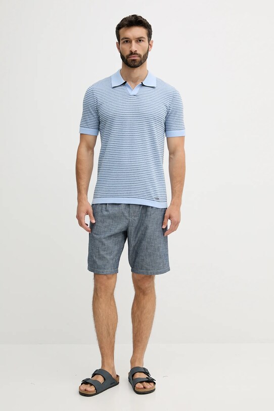 Bavlnené polo tričko United Colors of Benetton 1094K301J modrá SS25