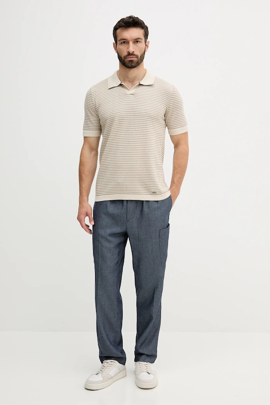 United Colors of Benetton polo de bumbac 1094K301J bej SS25