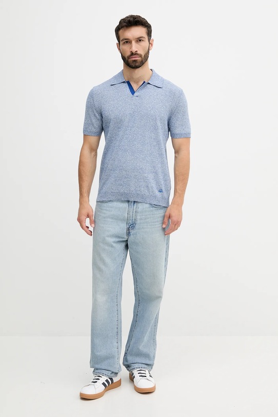 United Colors of Benetton tricou polo 115RK301I albastru SS25