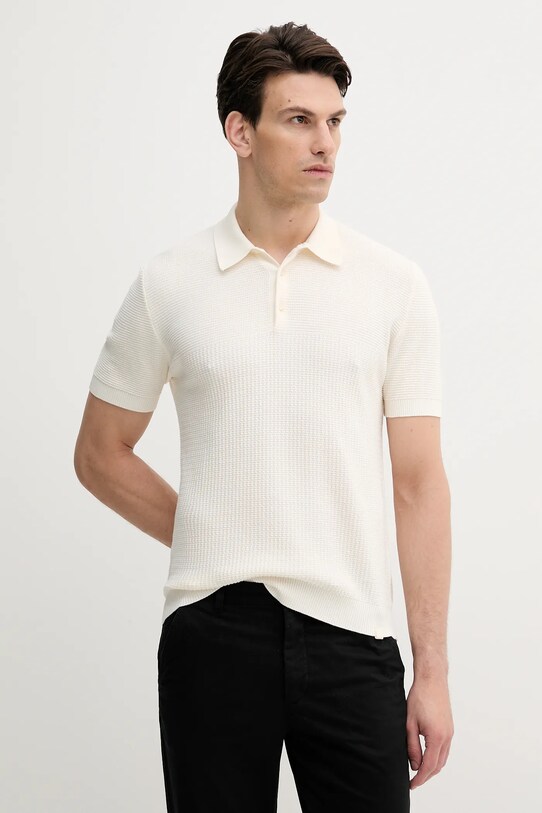 Bavlnené polo tričko United Colors of Benetton jednofarebný béžová 1198U301H