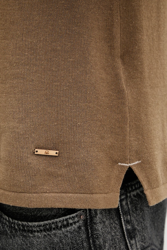 Polo tričko United Colors of Benetton 14HAU301K hnedá