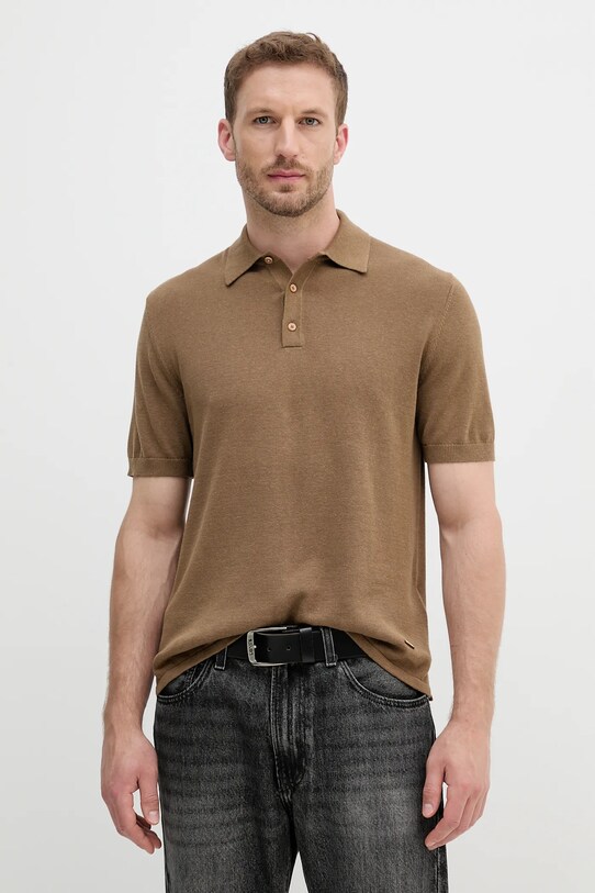 Polo tričko United Colors of Benetton hladký zelená 14HAU301K