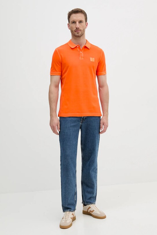 Bavlněné polo tričko United Colors of Benetton 3089U302D oranžová SS25