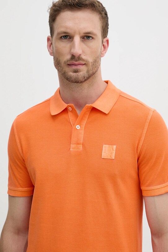 Bavlněné polo tričko United Colors of Benetton oranžová 3089U302D