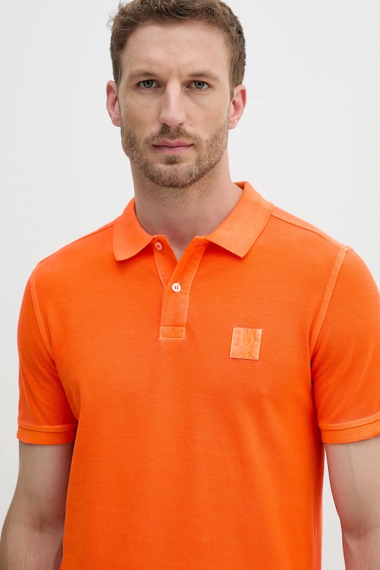 Bavlněné polo tričko United Colors of Benetton oranžová 3089U302D
