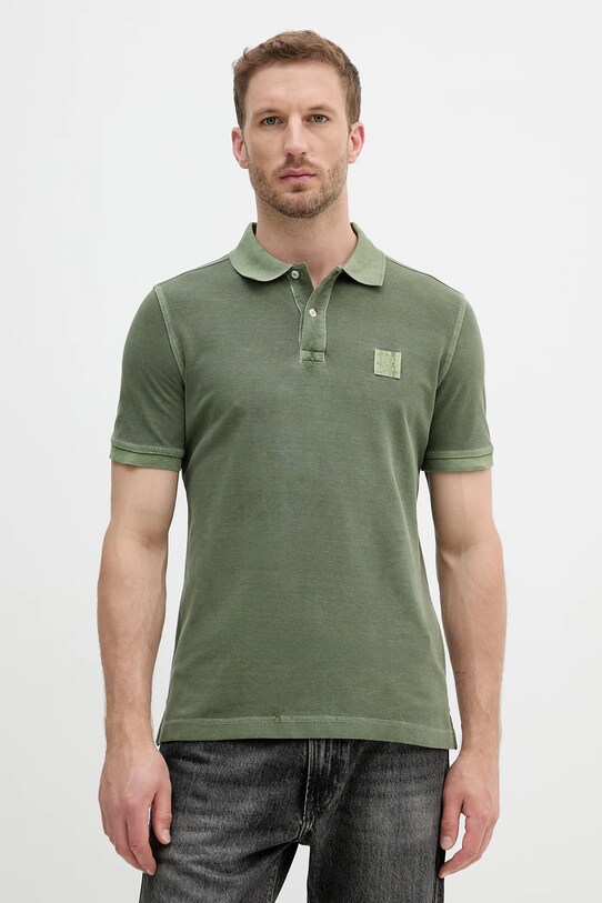 Bavlněné polo tričko United Colors of Benetton hladký zelená 3089U302D