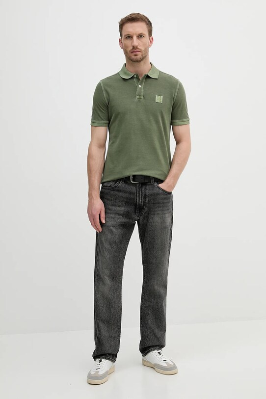 Bavlněné polo tričko United Colors of Benetton 3089U302D zelená SS25