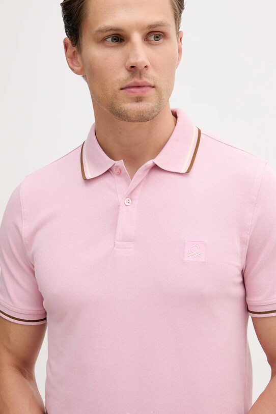 United Colors of Benetton tricou polo roz 3F9HU302E