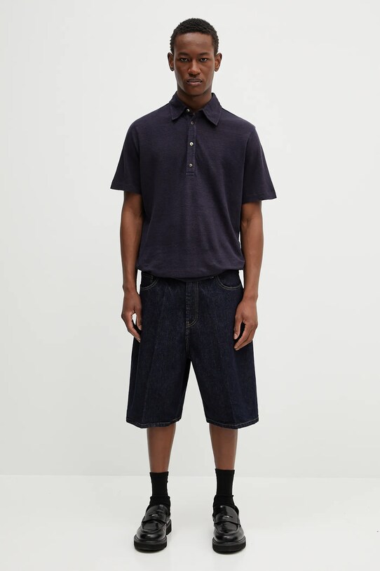 Льняне поло Paul Smith M1R.446Z.P01764 темно-синій