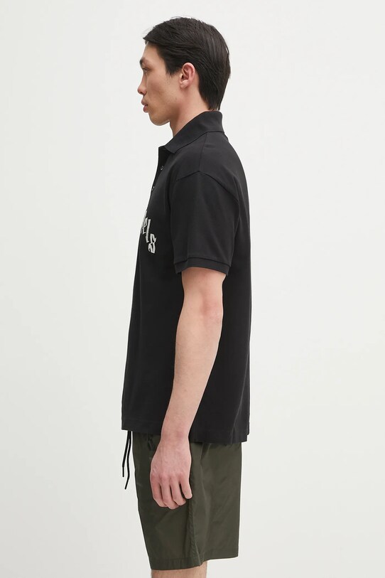 Памучна тениска с яка Palm Angels Curved Logo PMGB012S25FAB0031003 черен SS25