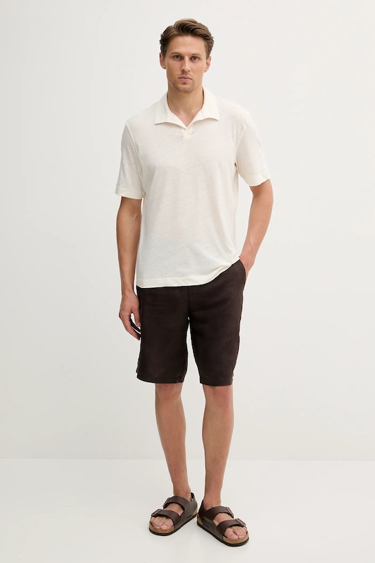 Sisley tricou polo din in 3D8FS300W bej SS25