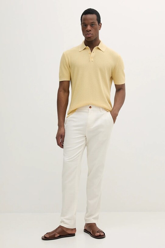 Bavlnené polo tričko Sisley 1094S300M žltá SS25
