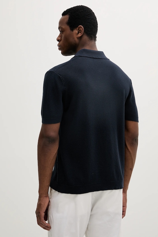 Îmbrăcăminte Sisley polo de bumbac 1094S300M bleumarin