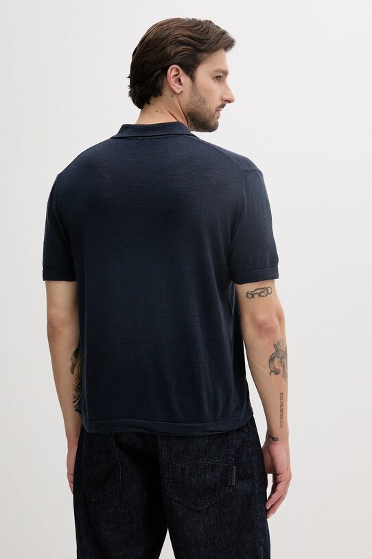 Îmbrăcăminte Sisley tricou polo din in 105GS300L bleumarin