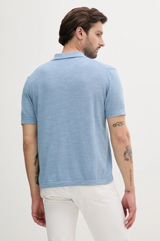 Îmbrăcăminte Sisley tricou polo din in 105GS300L albastru