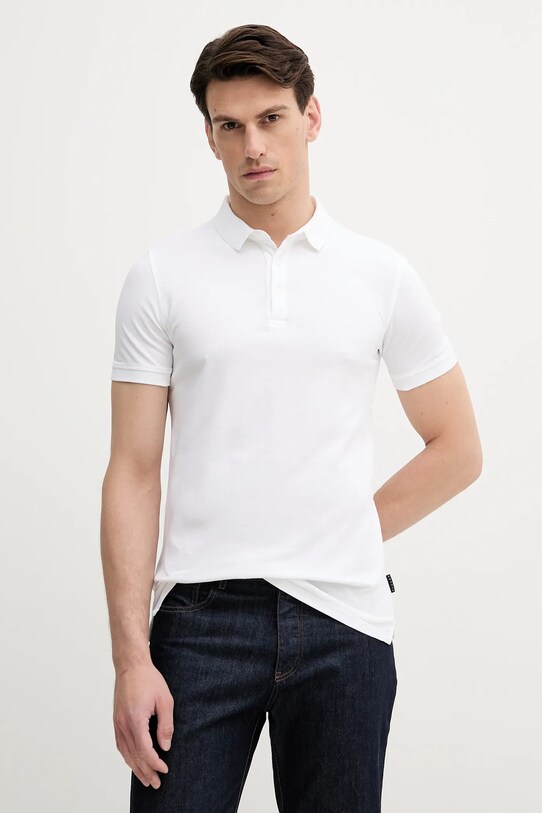 Bavlněné polo tričko Sisley hladký bílá 3089S300T