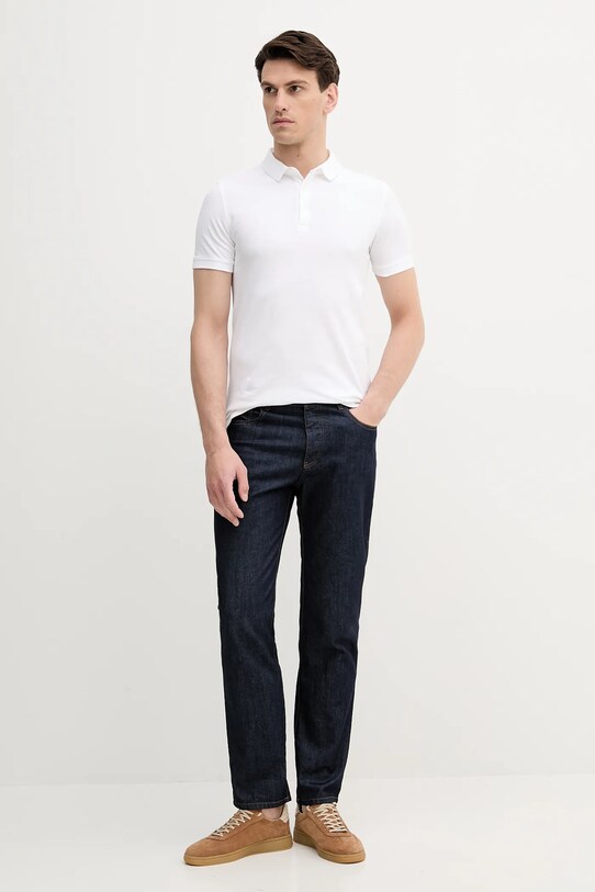Bavlnené polo tričko Sisley 3089S300T biela SS25