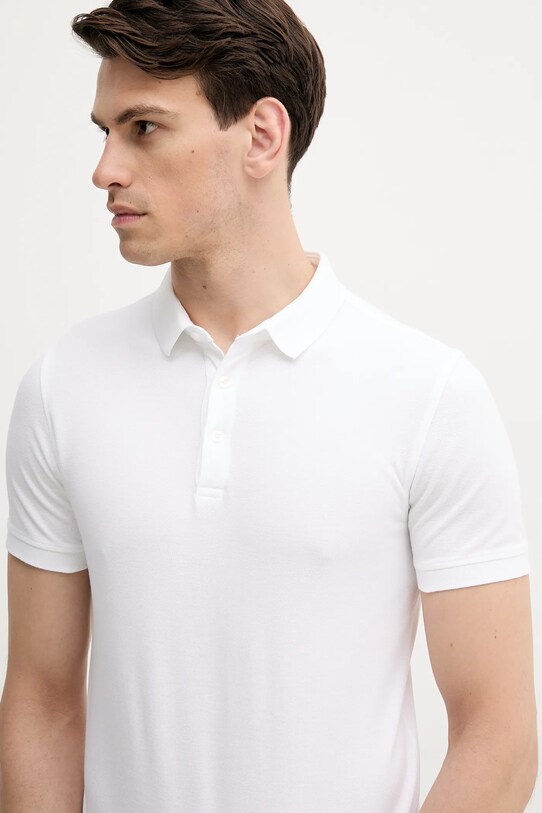 Bavlnené polo tričko Sisley biela 3089S300T