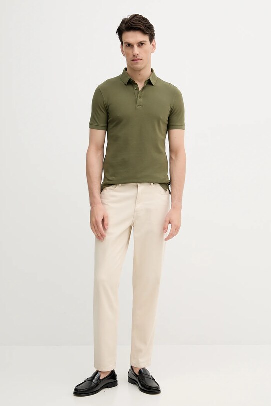 Sisley polo bawełniane 3089S300T zielony SS25