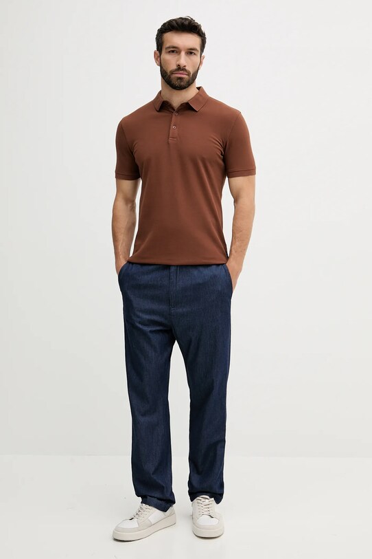 Bavlnené polo tričko Sisley 3089S300T hnedá SS25