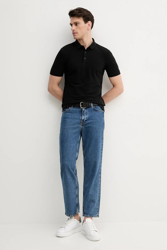 Sisley polo de bumbac 3089S300T negru SS25