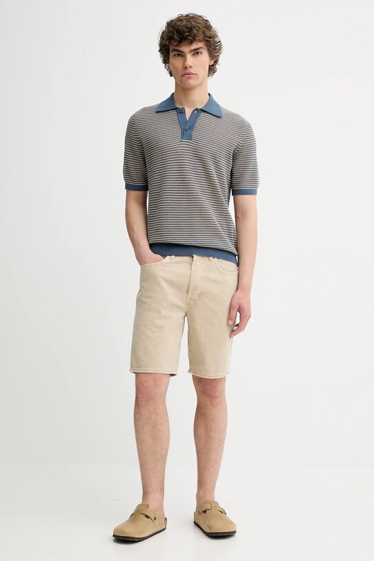 Marc O'Polo tricou polo din in 524505362054 albastru SS25