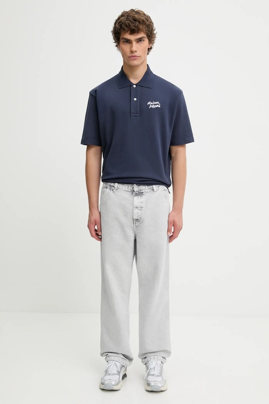 Bavlnené polo tričko Maison Kitsuné Maison Kitsune Handwriting Comfort MM00201KJ7010 tmavomodrá
