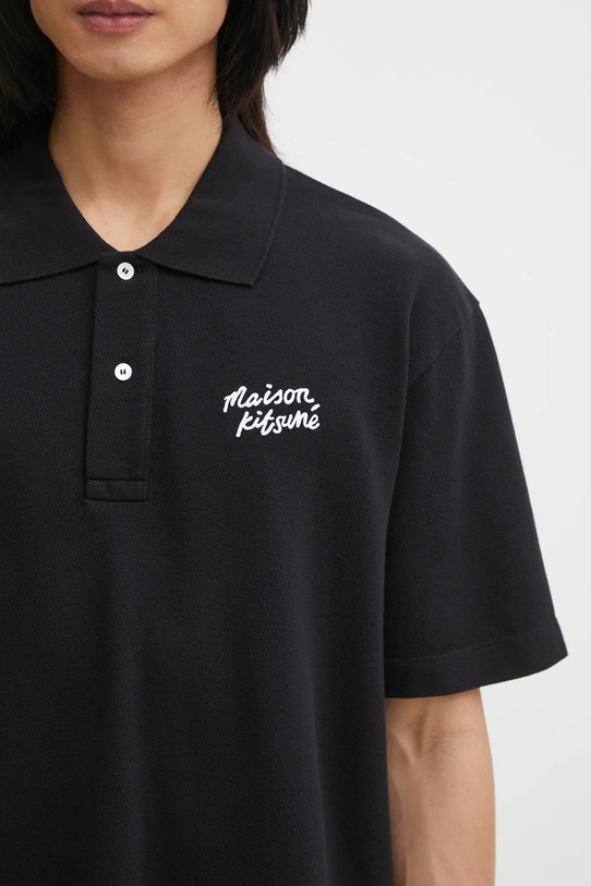 Maison Kitsuné polo bawełniane Maison Kitsune Handwriting Comfort czarny MM00201KJ7010