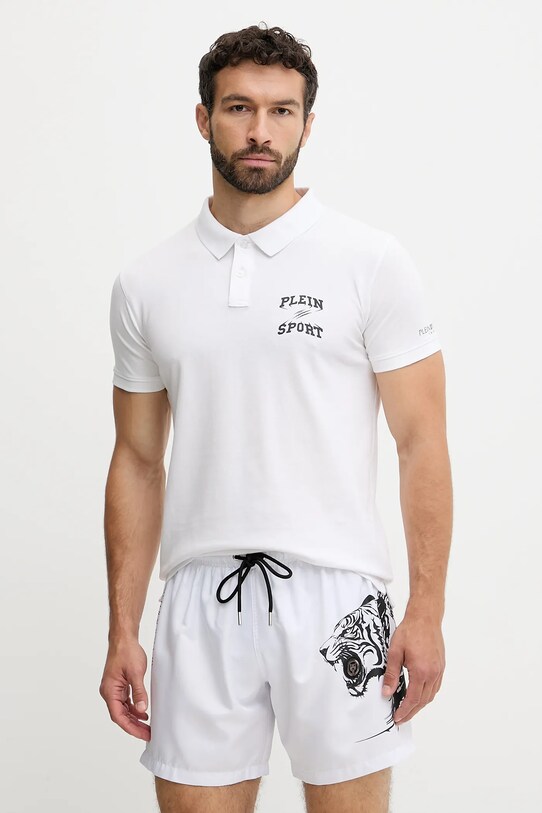 PLEIN SPORT tricou polo regular alb PS25MPL01