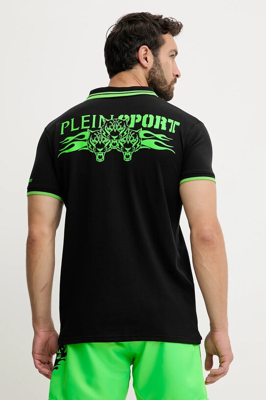 PLEIN SPORT polo z elastanem czarny PS25MPL02