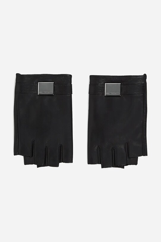 Karl Lagerfeld mitenki skórzane skóra licowa czarny A2W33050