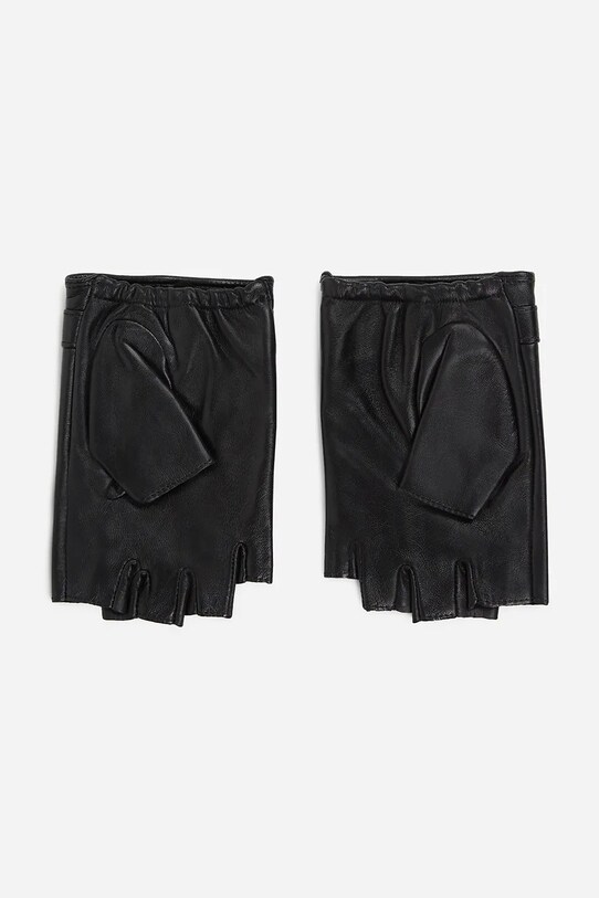 Karl Lagerfeld mitenki skórzane A2W33050 czarny SS25