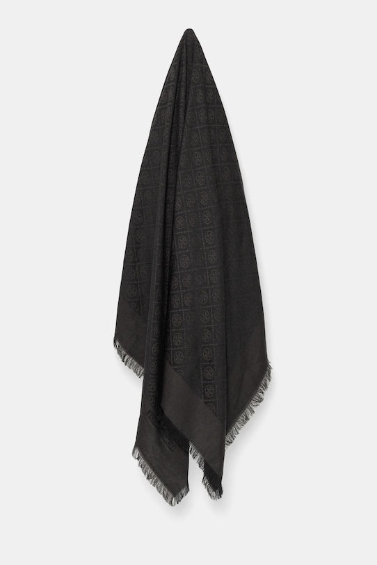 Hedvábný šátek Tory Burch T Monogram látka černá 160570.001