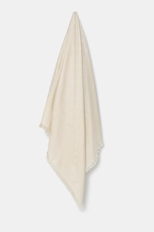 Tory Burch chusta jedwabna T Monogram tkanina beżowy 160570.104