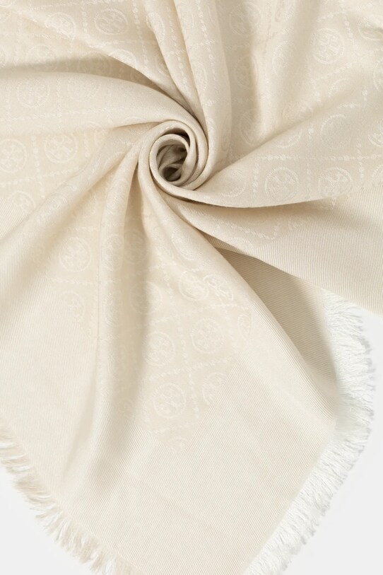 Akcesoria Tory Burch chusta jedwabna T Monogram 160570.104 beżowy