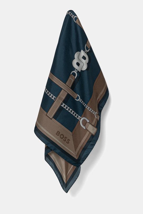 Hedvábný šátek BOSS Lainy látka námořnická modř 50536118