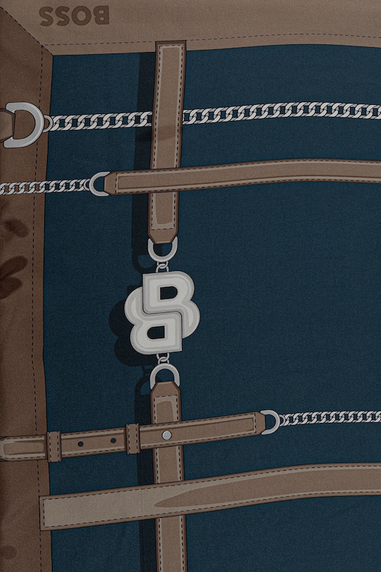 Hedvábný šátek BOSS Lainy 50536118 námořnická modř AW25