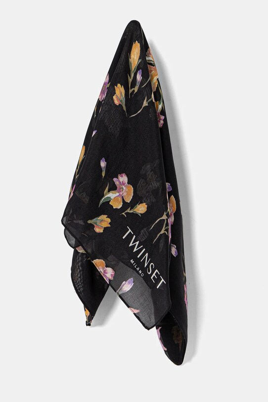 Twinset szal z domieszką wełny tkanina czarny 251TA4340