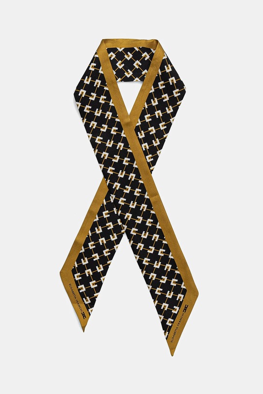 Hodvábna šatka Elisabetta Franchi hodváb čierna FO03F51E2