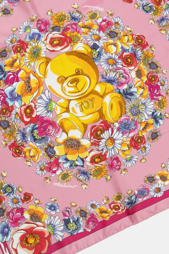 Hedvábný šátek Moschino M3227.3548 růžová SS25