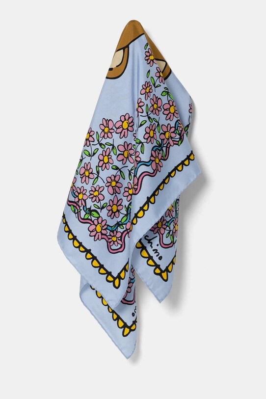 Hodvábna šatka Moschino 90 x 90 cm hodváb modrá M3229.3549