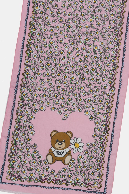 Šála ze směsi hedvábí Moschino 45 x 150 cm M3251.3322 růžová SS25