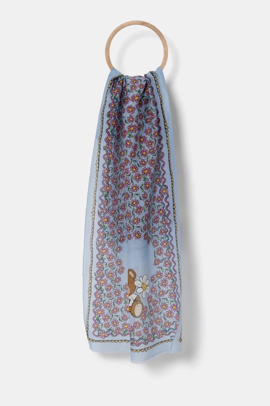 Šála ze směsi hedvábí Moschino 45 x 150 cm látka modrá M3251.3322