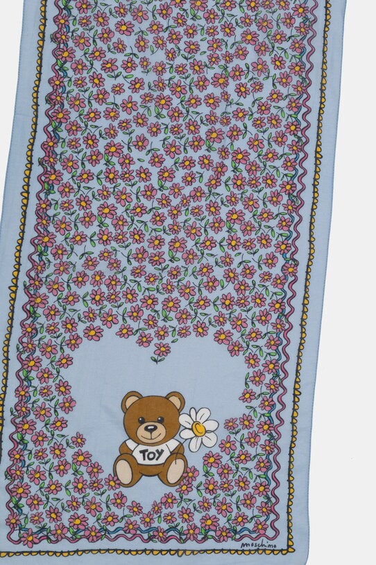 Šála ze směsi hedvábí Moschino 45 x 150 cm M3251.3322 modrá SS25